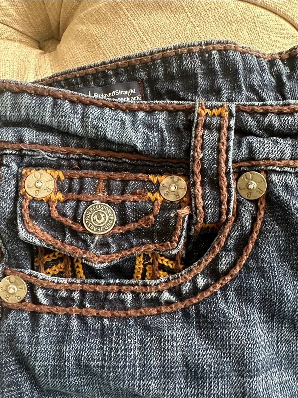 True Religion Men's Straight Jeans in Dark Blue Wash
